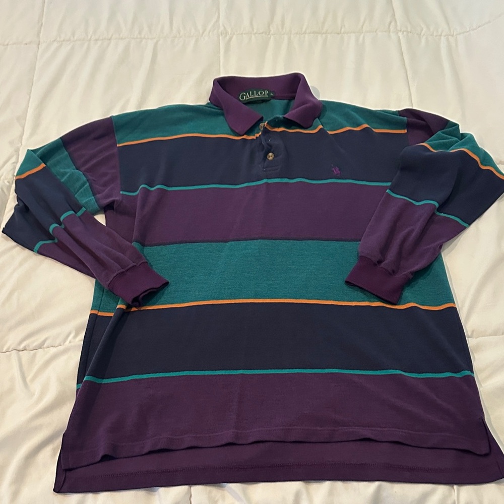 Vintage Polo Shirt with Bold Stripes